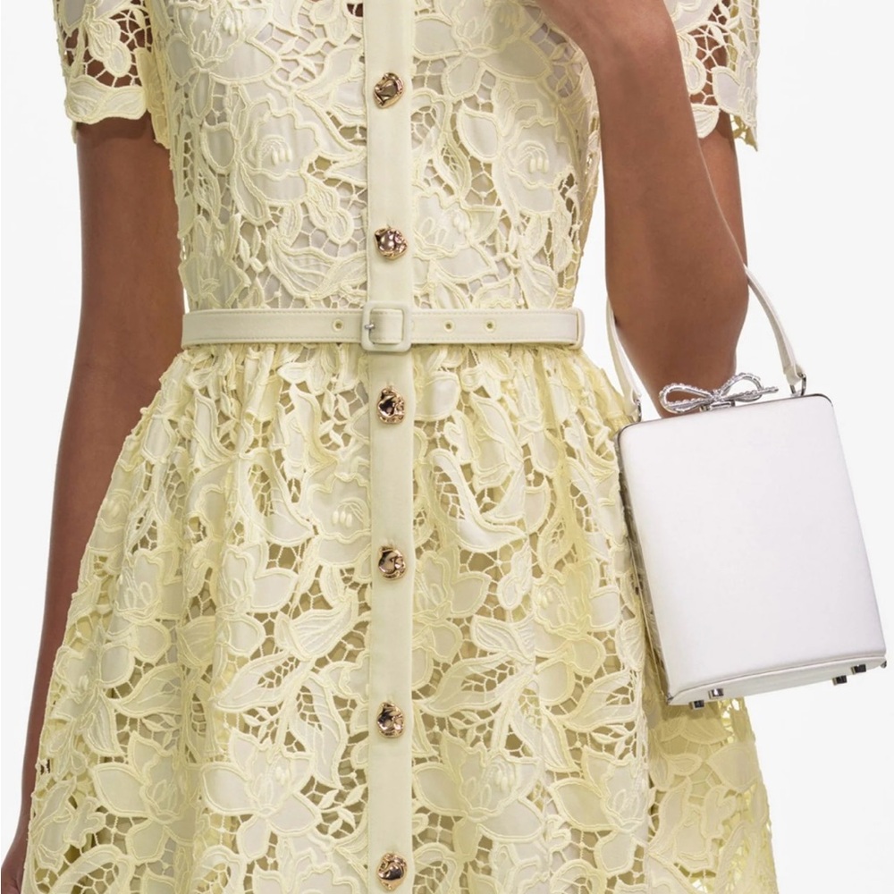 Self-Portrait Yellow Lace Midi Dress size 8 - Picture 6 of 16
